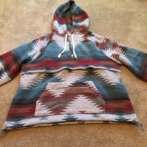 Aztec print pullover hoodie
